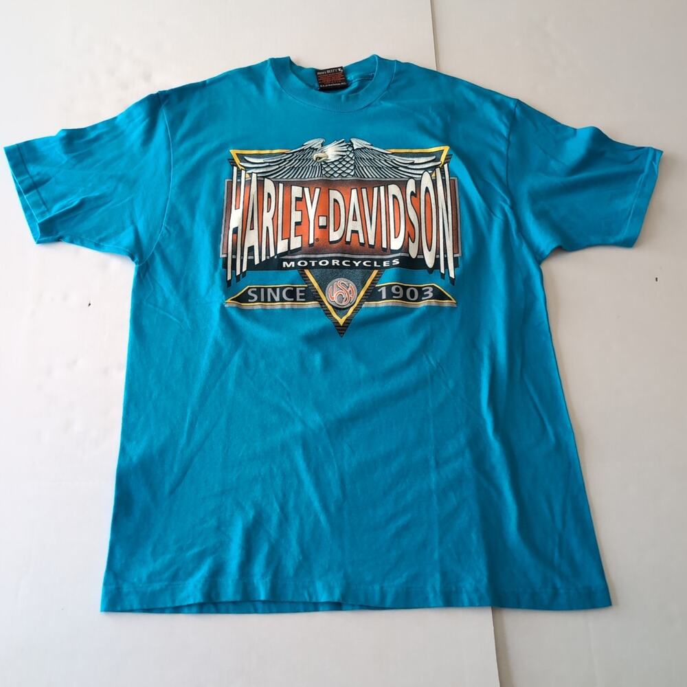 Vintage 1988 Harley Davidson Stratman T Shirt XL 80s Frontier Lincoln NE‎